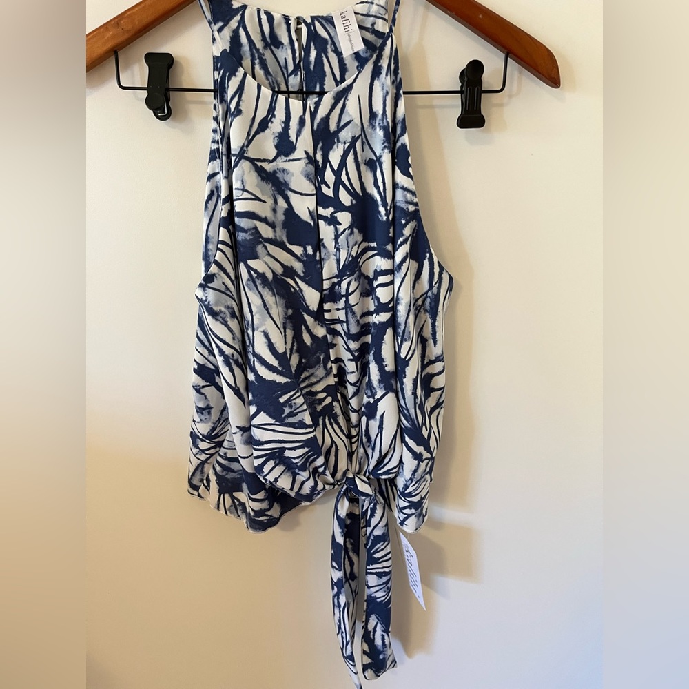 NWT Kalihi blue and white Halter top